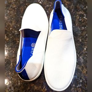 Rothy's White Slip-On Sneakers with Blue Interior